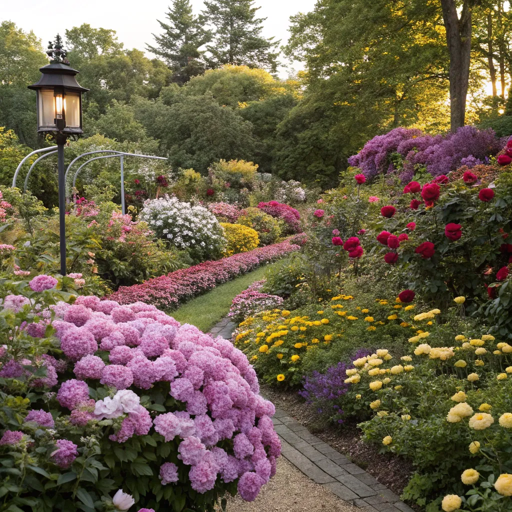 Lush garden with colorful flowers