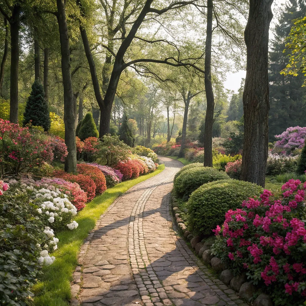 Beautifully landscaped garden path